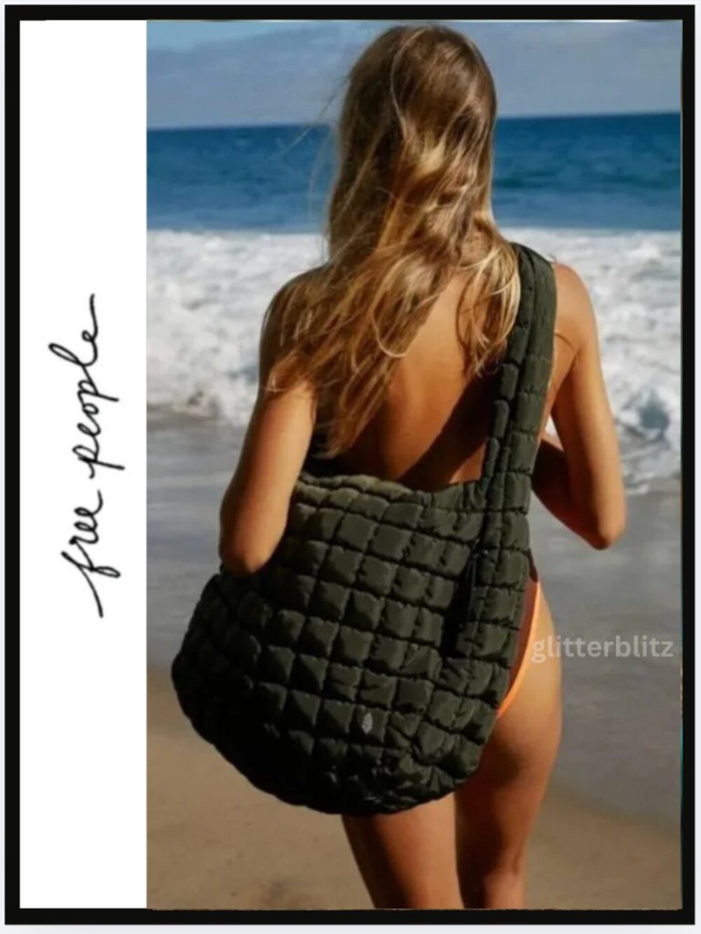 Free People FP Movement Quilted Carryall Green Army